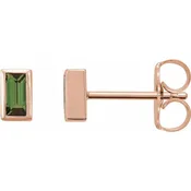 14K Rose Green Tourmaline Bezel-Set Earrings