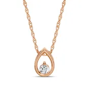 14K Rose Gold Diamond Accemted Teardrop Pendant Necklace SP010RP01-4R-EZQ