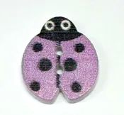 18mm 2 hole Wood button Ladybug Purple