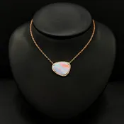 14k Rose Gold Black Opal and Diamond Necklace