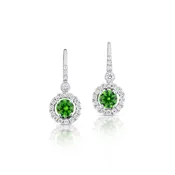 0.51 Carat Demantoid Garnet and Diamond Earrings