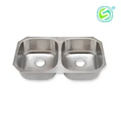 Stainless Steel SM502 Double Bowl Undermount Sink.