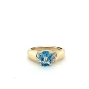 10K Yellow Gold Blue Topaz Cocktail Ring