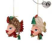 Goodwill Kissing fish ornament Big Hair set of 2