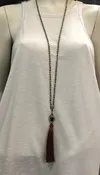 Agate and Crystal Long Tassel Necklace