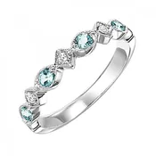 10K White Gold Blue Topaz And Diamond Stackable Band
