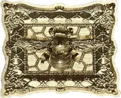 3D Bee on Honeycomb, surrounded by Intricate Rectangle Frame - Wax Seal Stamp head