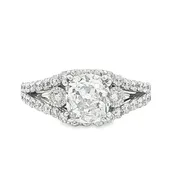 14K Gold Cushion Diamond Pendant with Accent Stones