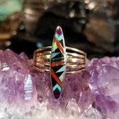 14K Gold Multi-stone Inlay Ring by Steve Francisco GJ-RNG-0146 Size 8.75