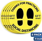 15PCS Social Distance Floor Decals Stickers - Keep Safe Sign for Grocery, Crowd Control Guidance, Pharmacy, Bank 12inches