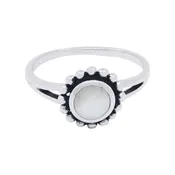 10499<br>Ring 6mm rd beaded frame MOTHER OF PEARL .925
