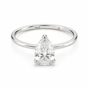 14K White Gold 1.06 CT Lab Grown Pear Diamond Tulip Prong Solitaire Ring
