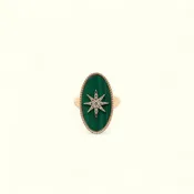 0.12 CT DIA MALACHITE RING 14K