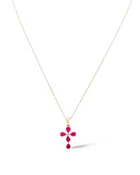 10KT YELLOW GOLD RUBY CROSS PENDANT