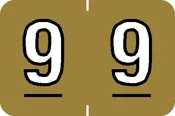 0-9 Labels Barkley Compatible 1" '#9' GOLD - 500/Roll