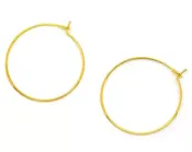 100 GOLD Plated Wine Glass Charm Rings or Earring Hoops 25mm, 1″ diameterBulk Packagefin0281b