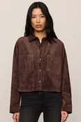 ALL DAY CROPPED SUEDE JACKET ~ DARK CHOCOLATE