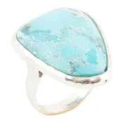 Abstract Blue Turquoise and Silver Ring