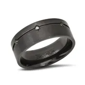 Black Zirconium Band Ring with Fancy Dark Black Diamonds