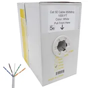 1000 FT Easy Pull Box of CAT5e Bare Copper Cable (White), UL