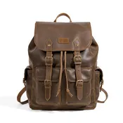 Leather Travel Backpack – 25L, Distressed Finish, Brown