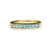 14K yellow gold Small Square Stacker band with aquamarine by Jane Taylor Jewelry — jane taylor jewelry