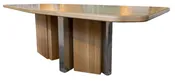 Assymetrical Custom Dining Table Made of White Oak and Aluminum
