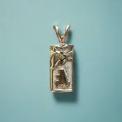 8mm x 5/8" Raised Initial "A" Pendant w/ Hibiscus in 14K Yellow Gold