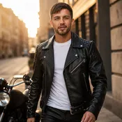 Black Cowhide Brando Biker Jacket | Men's