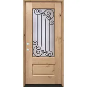 36" x 80" Internal Grille 3/4 Glass Unfinished Knotty Alder Right-Hand Exterior Door Unit
