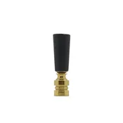 Black Obsidian Cylinder Finial with Polished Brass Base