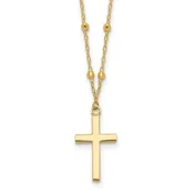 14K Beaded Chain With Cross Pendant — Baubles Fine Jewelry