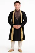 Blue Silk Designer Embroidered Indian Wedding Kurta Sherwani Pajama Set | Sizes XS–6XL