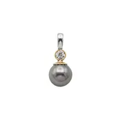 14 Karat Gold Tahitian Pearl and Diamond Pendant