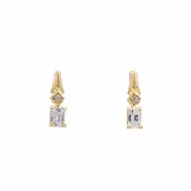 0.33 tcw Emerald/Crisscut Diamond Post Earrings