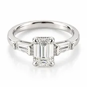 14kt White Gold 2.02 F Color VS1 Clarity Lab Diamond on .30ct Natural Baguette Mounting