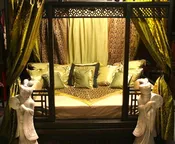 Embroidered Sari Bed Cover, Taupe