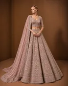 Dusty Rose Embroidered Bridal Lehenga