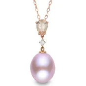 14k Rose Gold 10mm Pink Freshwater Cultured Pearl Fashion Necklace