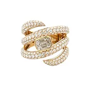 18k Yellow Gold Natural Diamond Pavé Wrap Cocktail Ring