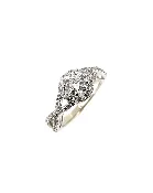 0.75 Carat F/VS2 Natural Diamond Halo Engagement Ring in 14K White Gold