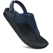 AEROTHOTIC L0616 CORAL NAVY BLUE MESH SLINGBACK THONG SANDAL WITH SUPPORTIVE FOOTBED