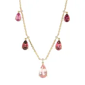 5 Pink Pear Tourmaline Drop Necklace