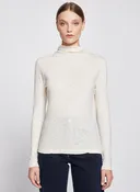 Asymmetric Neck Long Sleeve Top in Cream