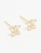14K Solid Yellow Gold Cubic Zirconia Butterfly Piercing Stud
