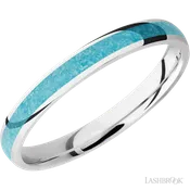 3 mm wide/Domed/Cobalt Chrome band with one 2 mm Centered inlay of Turquoise.