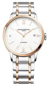 Baume & Mercier Classima Automatic 18K Rose Gold & Stainless Steel White Dial Date Diamonds Mens Watch M0A10456