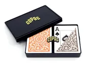 Copag 1546 100% Plastic Playing Cards - Poker Size (Standard) Jumbo Index Orange/Brown Double Deck Set