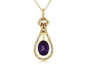 DIAMOND AND AMETHYST YELLOW GOLD PENDANT