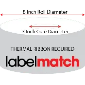 1.5 X 1 Economy Paper Thermal Transfer Label - Perforated - White - 8" Roll - Permanent